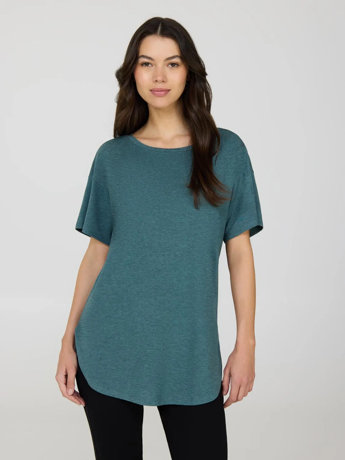 Crew neck classic Circular Knit Construction Melange Round Neck T-Shirt