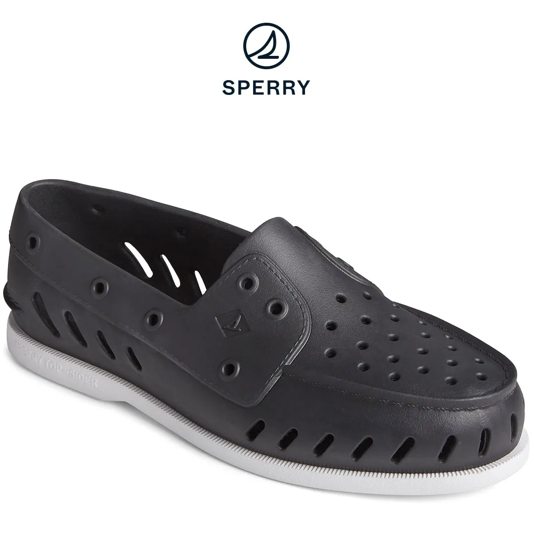 Men's Authentic Original Float Black Boat Shoe (STS23287) Contoured Footbed Slip Resistant Sole