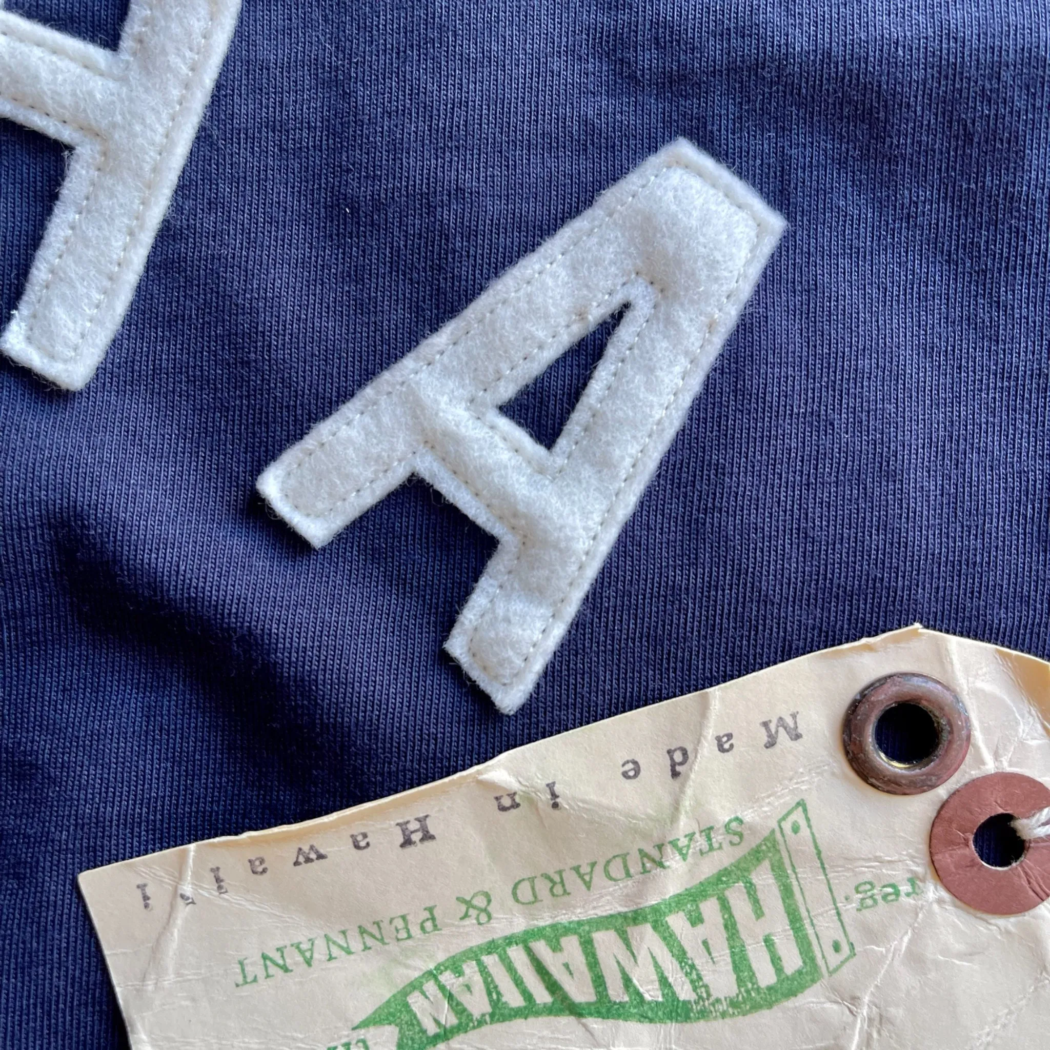 Versatile and Stylish Stylish Look Mens Cotton T-Shirt in Navy x Aloha applique