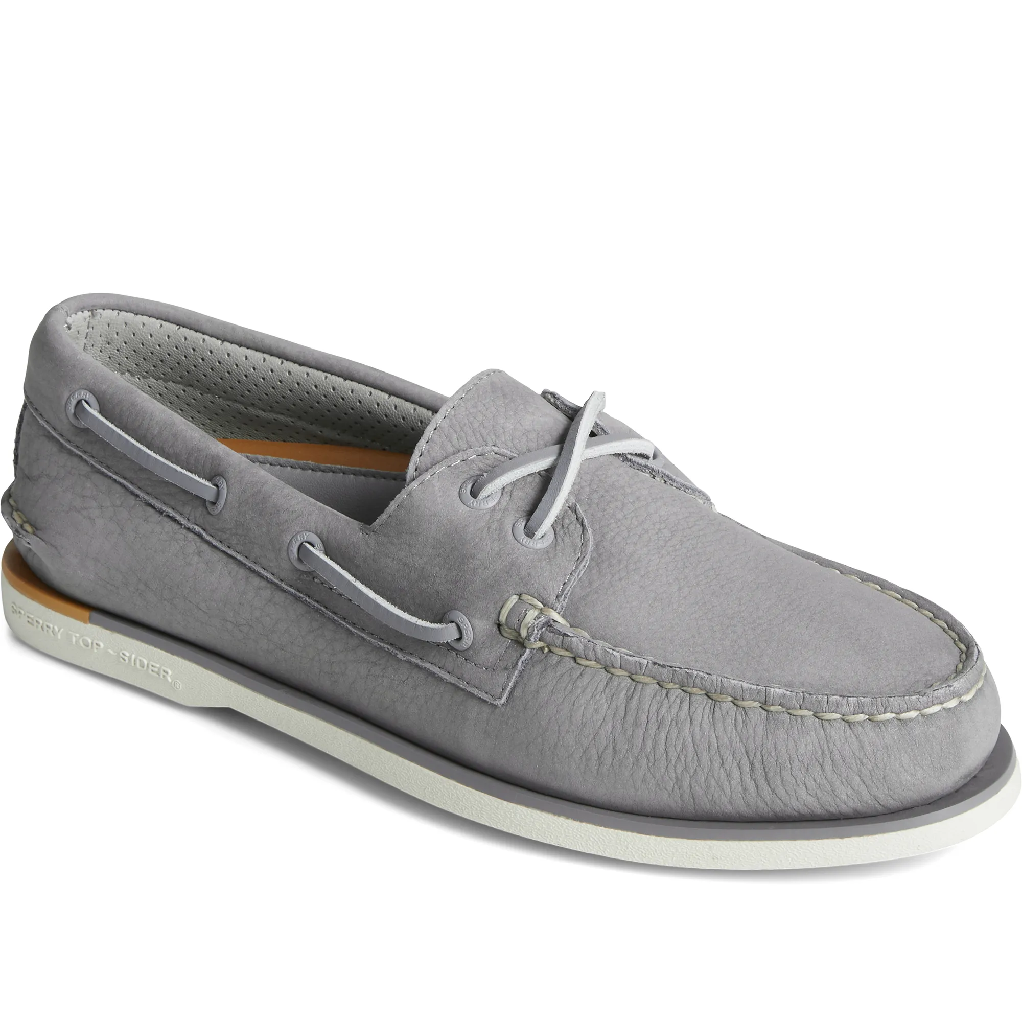 Comfortable Cushions SweatWicking Men's Gold Cup Authentic Original Nubuck Boat Shoe - Grey (STS24499)