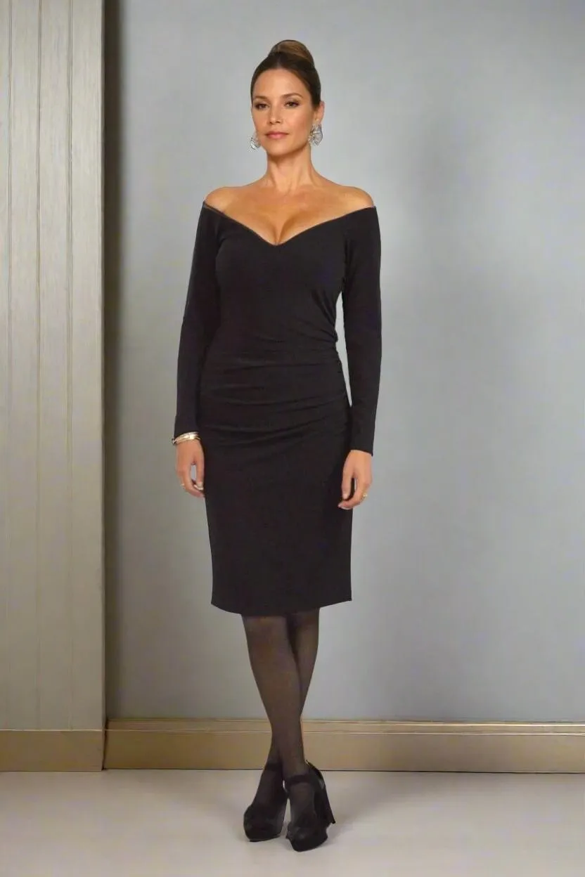 Mesh Shoulder Ruched Waist Dress Minimalist Layering