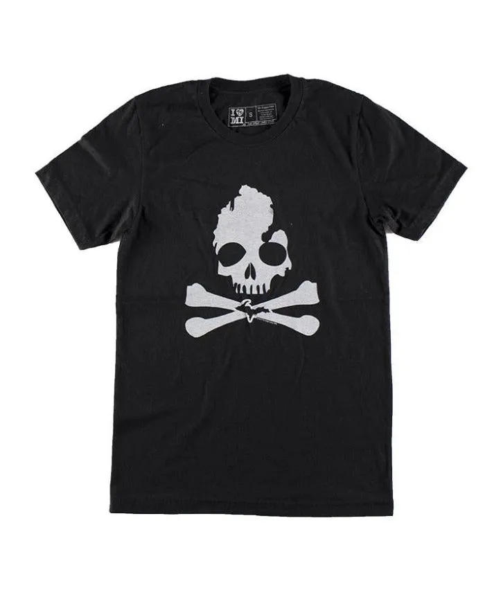 Quick Dry Performance The Great Lakes State Michigan Skull & Bones T-Shirt