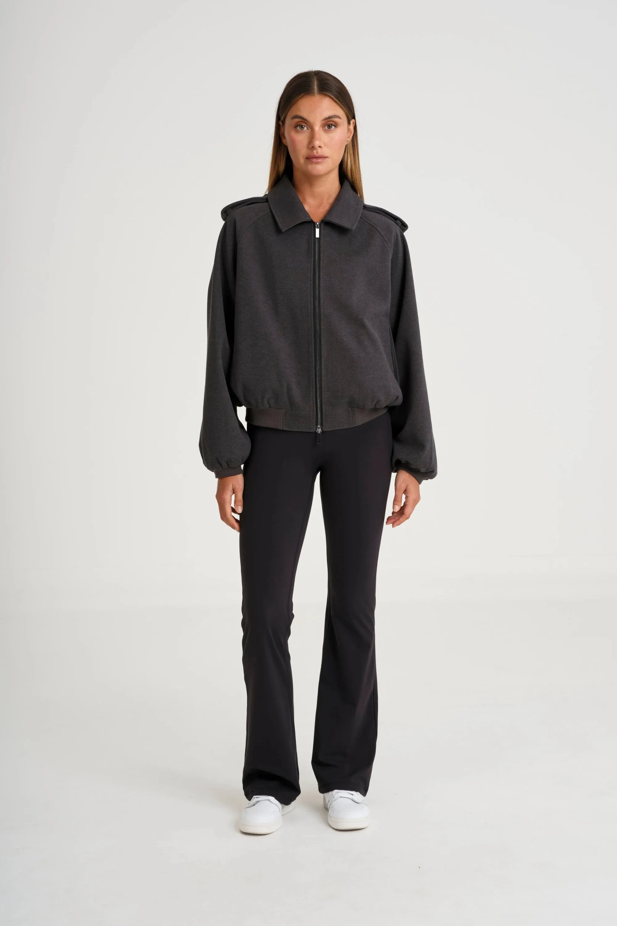 Temperature Regulating Double Buttons Signature Bomber Jacket