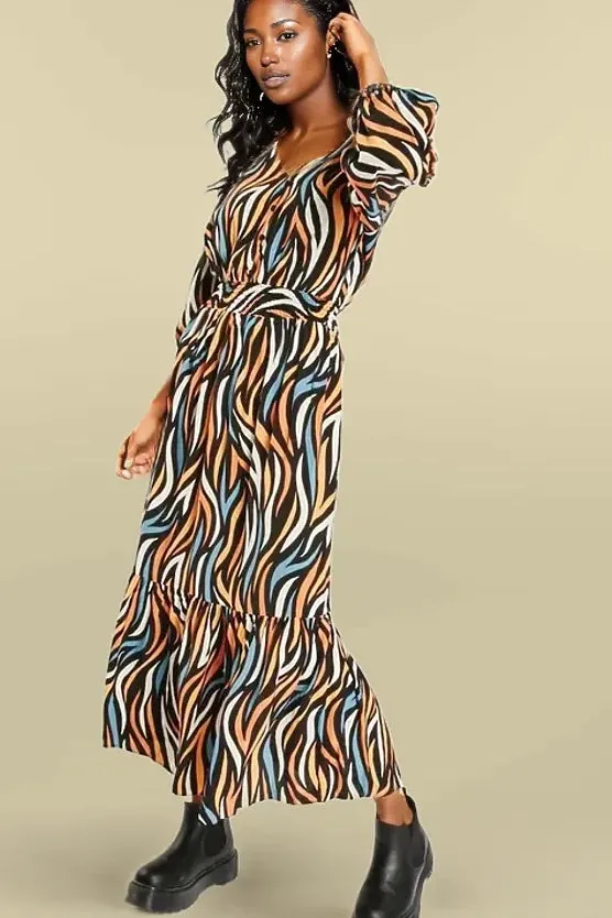 Simple yet sophisticated gown Midaxi V Neck Ruched Waist Dress