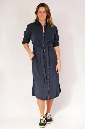 Midi Shirt Dress with Tie Waist elegant design