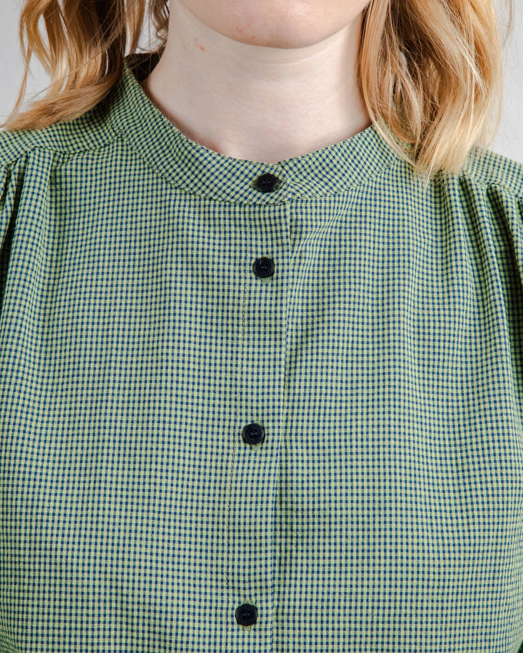 Quick Slip Mini Check Blouse Olive