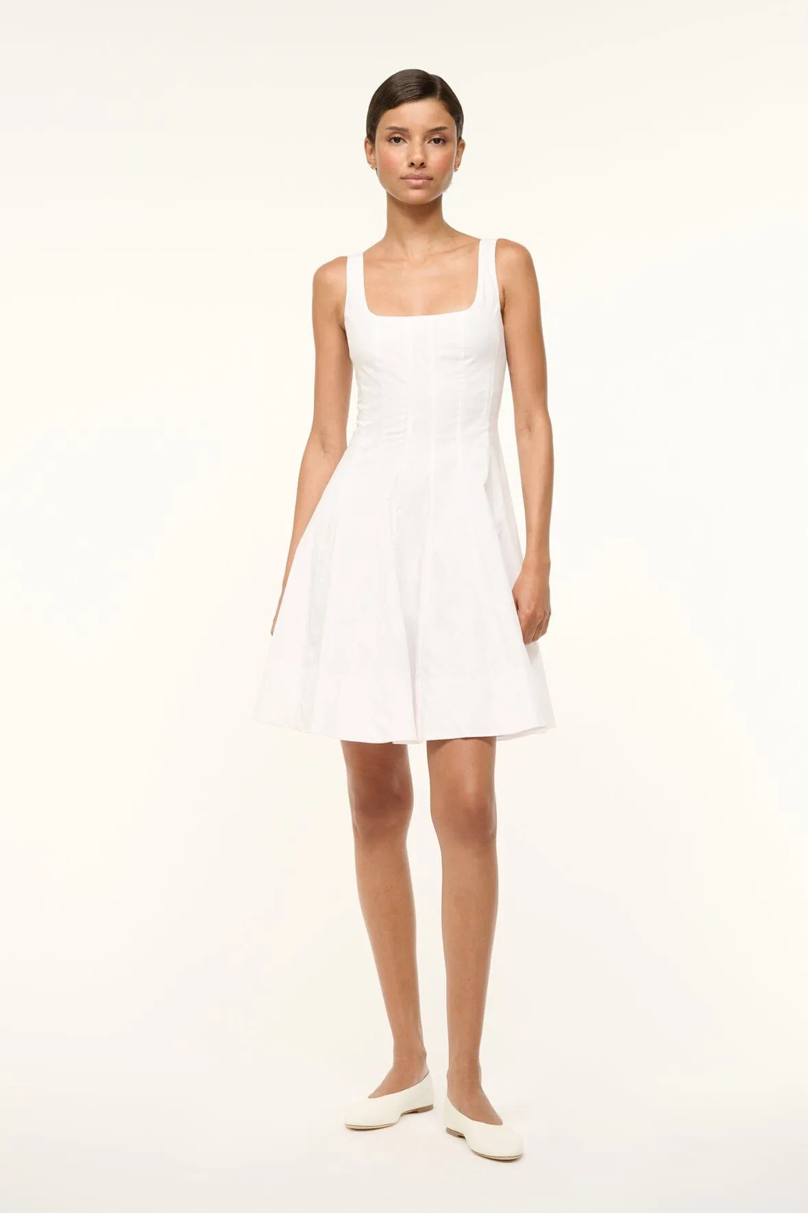 Side-Zip Calm Finish MINI WELLS DRESS | WHITE