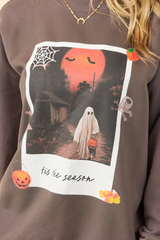 Abrasion Resistant Fabric Travel convenience 'Tis The Season Halloween Photo Print Mocha Graphic Sweatshirt SALE