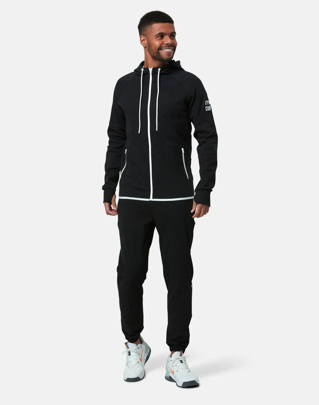 Street Style Layer Up Chill Zip Hoodie in Black