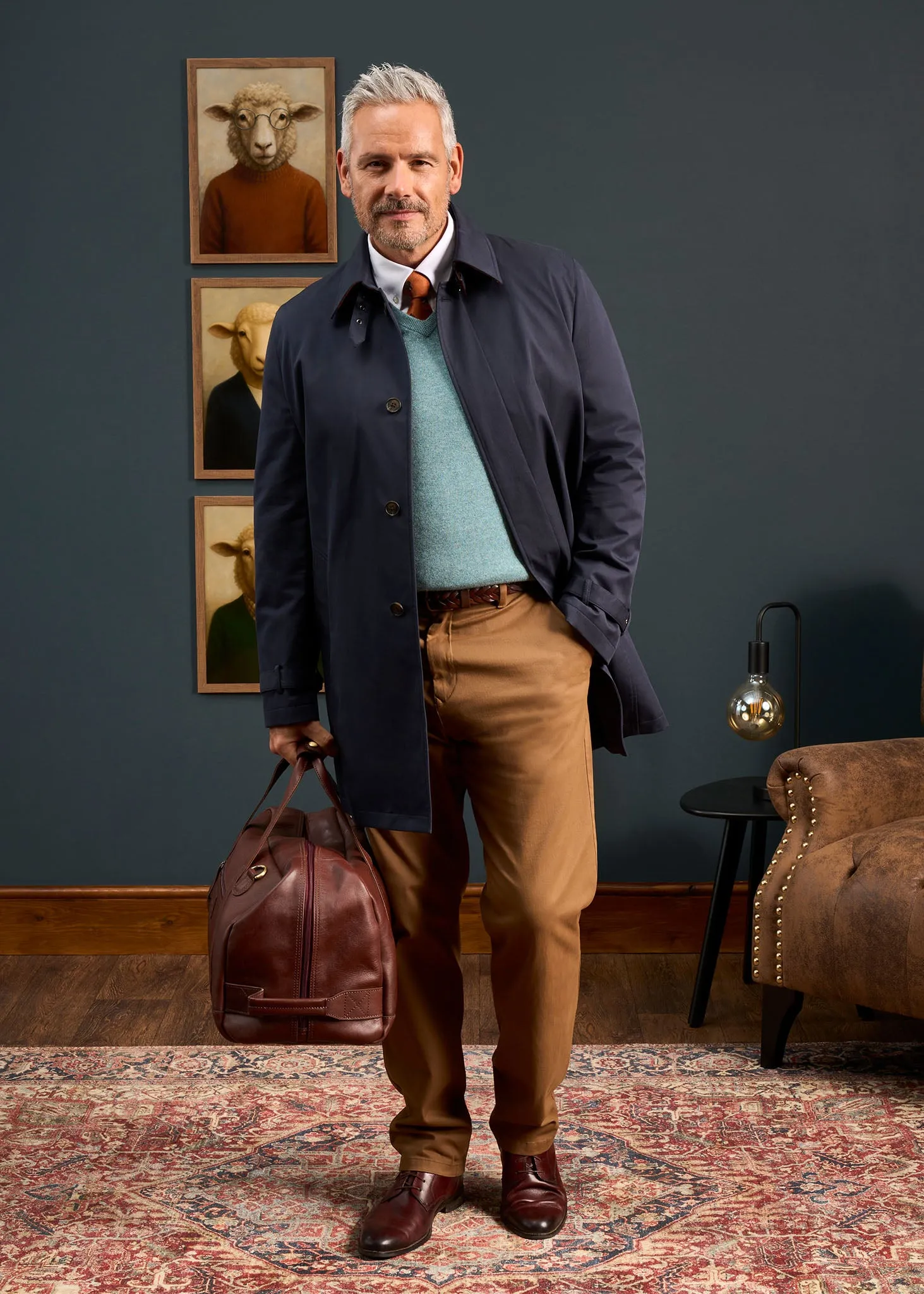 Friction Reducing Lining Ergonomic Tailoring Mistfield Navy Raincoat