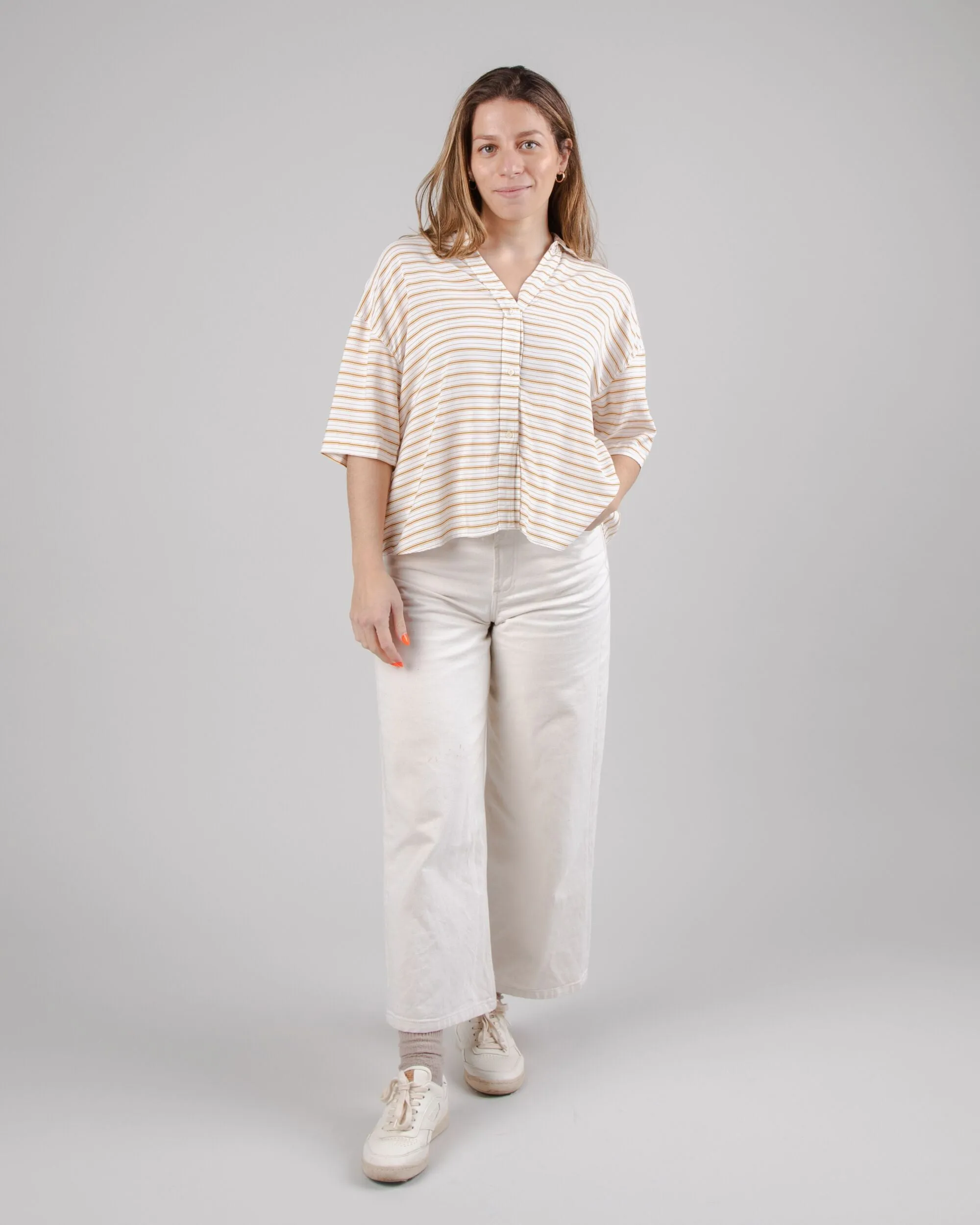 Mix Oversize Cropped Blouse Narciso Wrinkle Resistant Finish Minimal Fashion