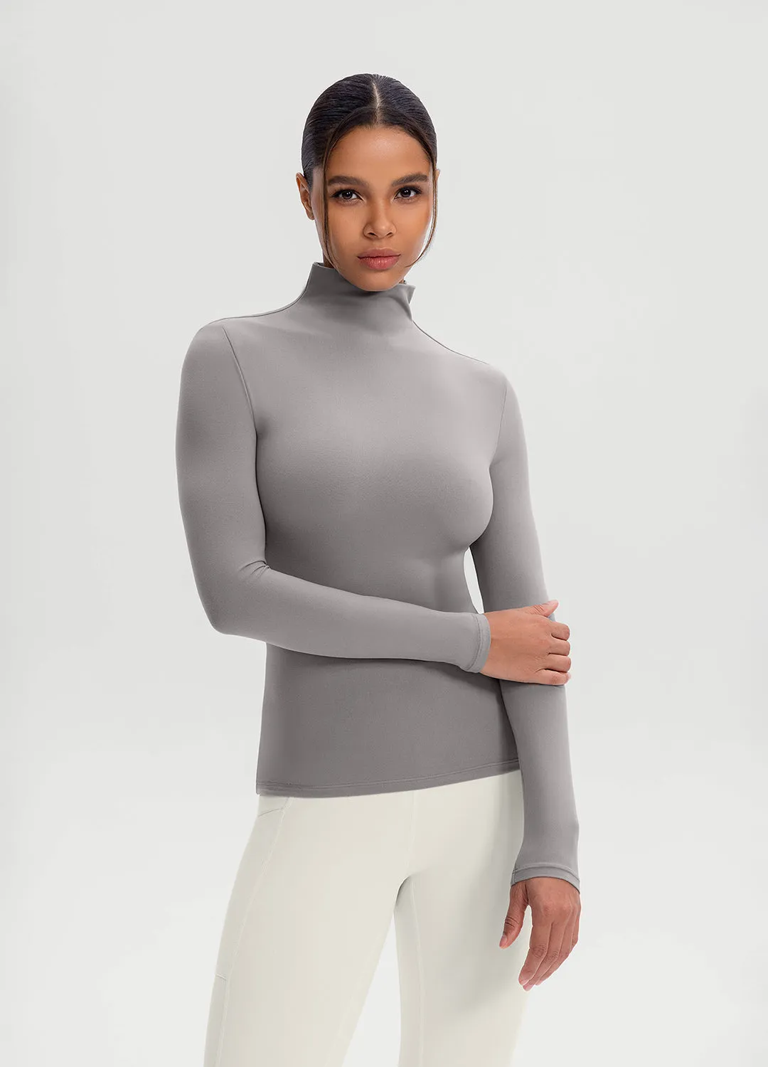 Casual Active Mock Neck Long Sleeve Top