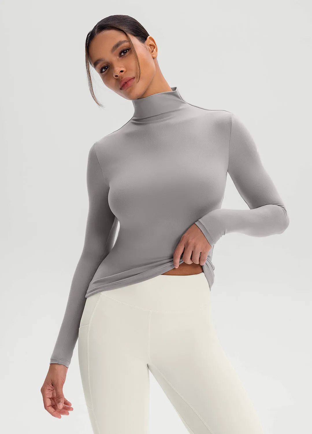 Mock Neck Long Sleeve Top Sustainable production