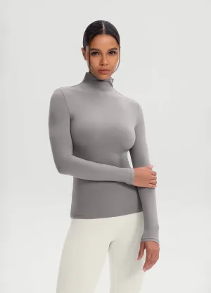 Casual Active Mock Neck Long Sleeve Top
