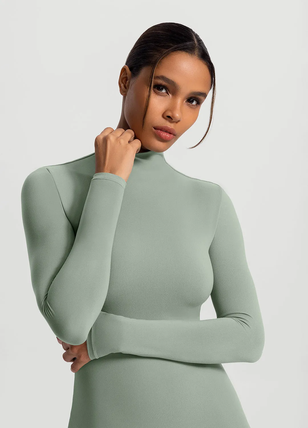 Mock Neck Long Sleeve Top Everyday Chic Trendy All-Day