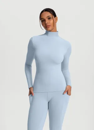 Thermoregulating Fabric Multi Purpose Wear Mock Neck Long Sleeve Top
