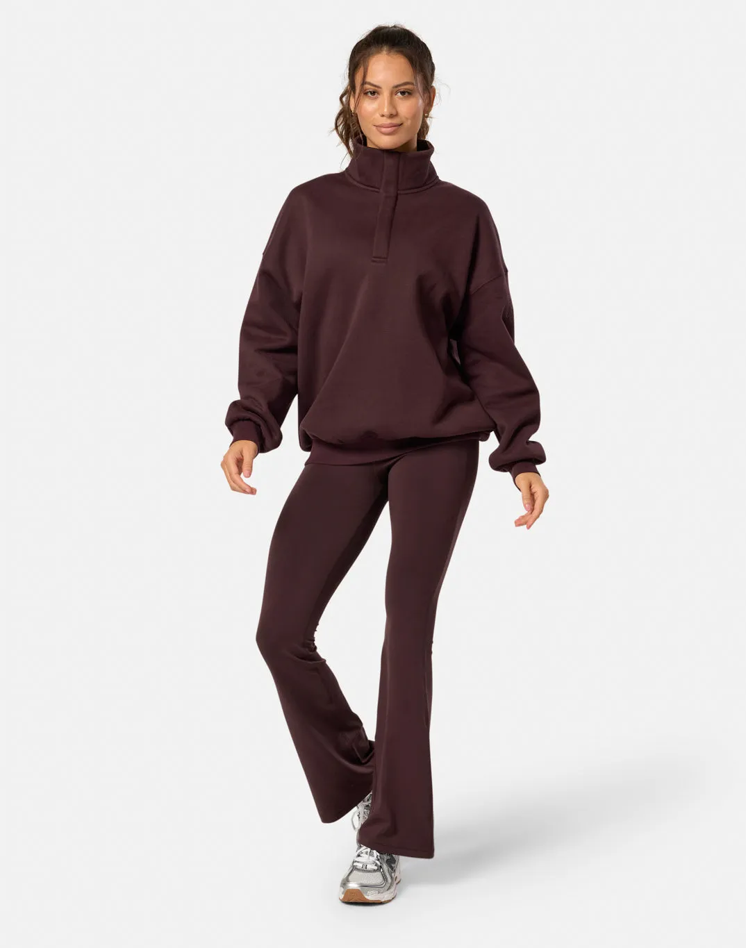 product premium quality product office appropriateness Snap Collar Sierra Sweatshirt in Mocha Bean