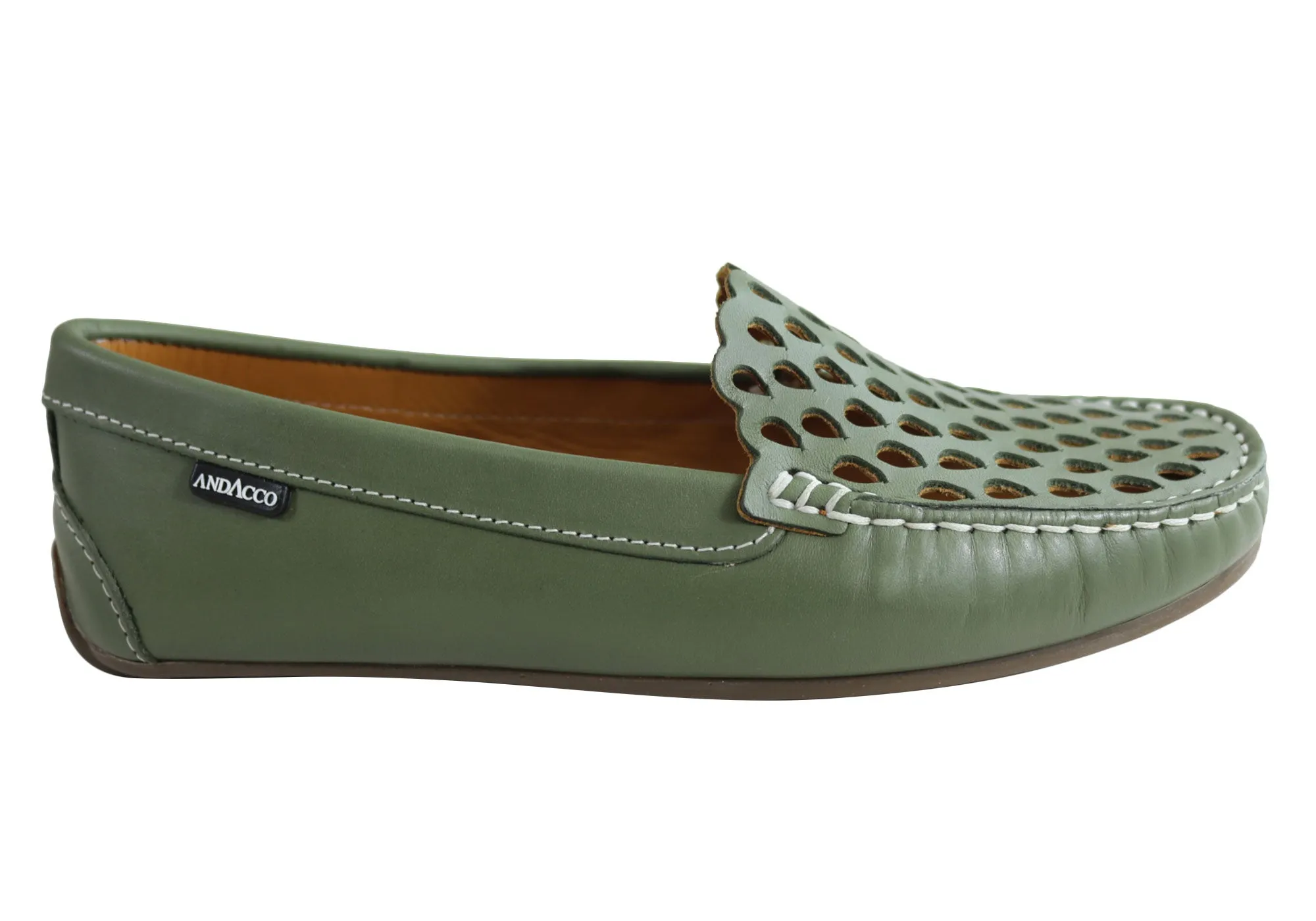 Multi Terrain Andacco Isabella Womens Comfortable Leather Loafers Made In Brazil