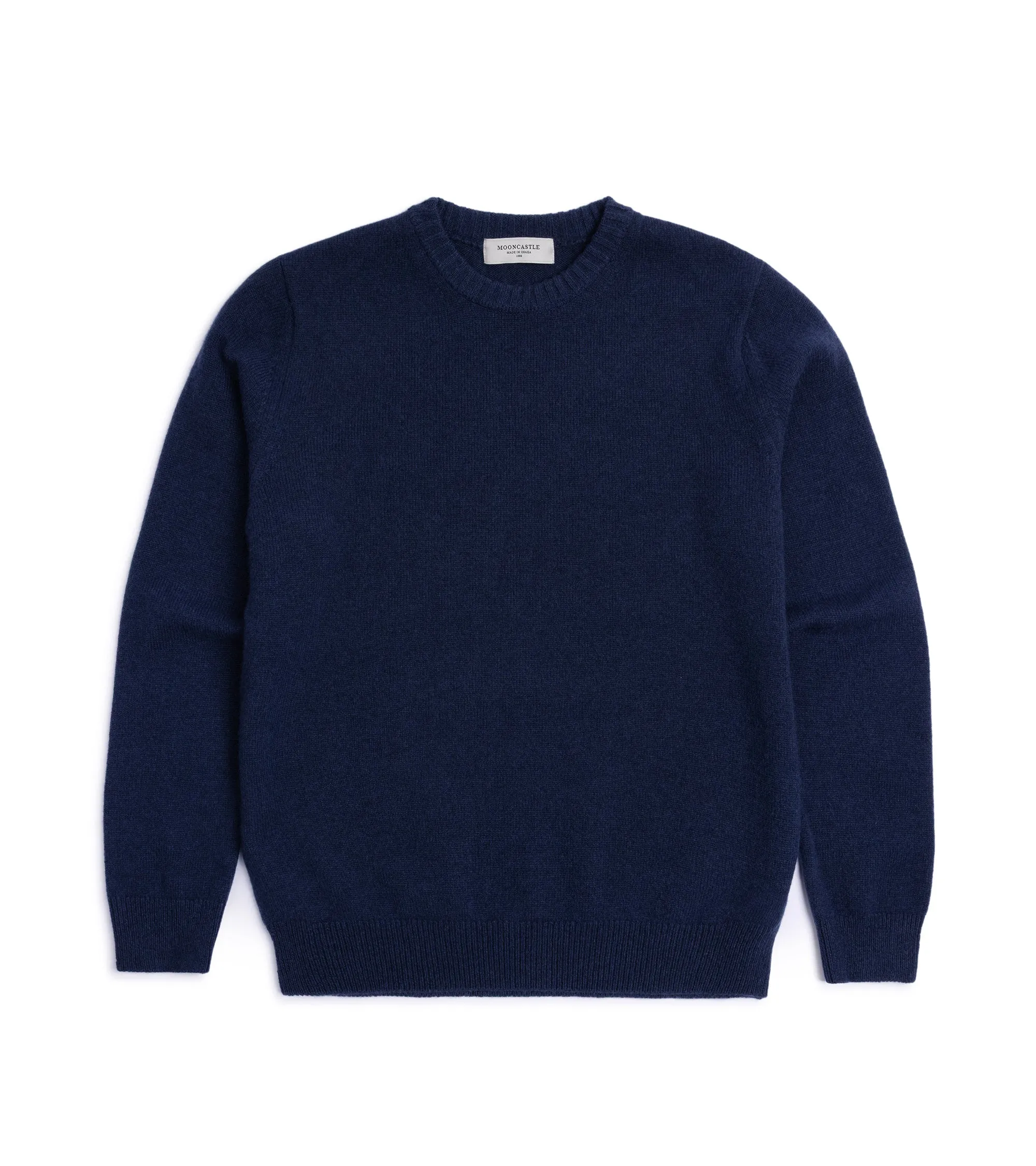 AdjustableWaist Mooncastle Wool Cashmere Silk Crew Neck Sweater: Navy