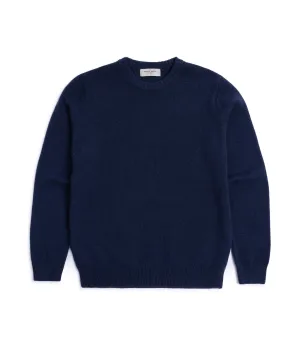 AdjustableWaist Mooncastle Wool Cashmere Silk Crew Neck Sweater: Navy