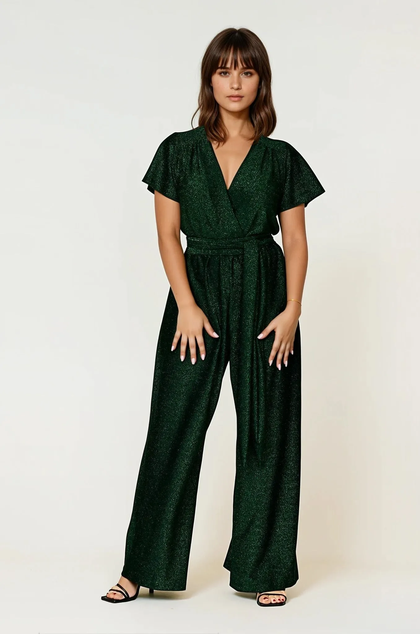 Tulle Soul Helena Cap Sleeve Jumpsuit Emerald