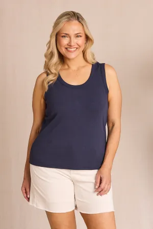 Summer Essential Adrift Ribbed Singlet in Navy