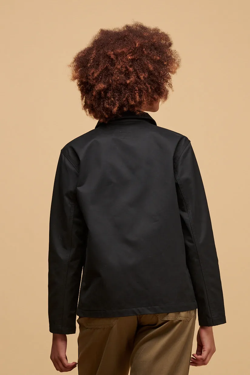 Women's Chore Jacket - Black Tapered Hem