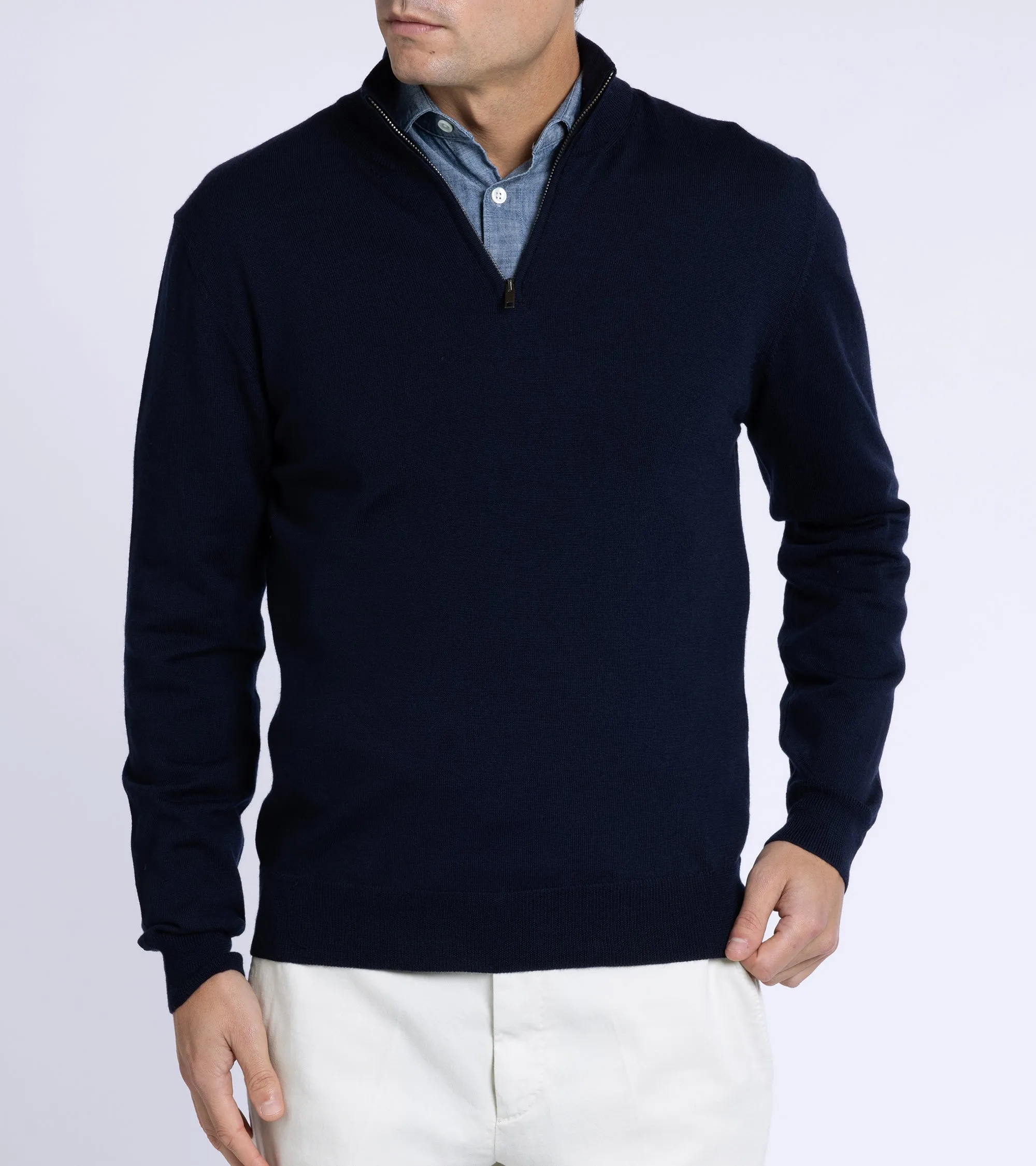 Comfortable Shoes Trunk Trebeck Merino Half Zip Sweater: Navy