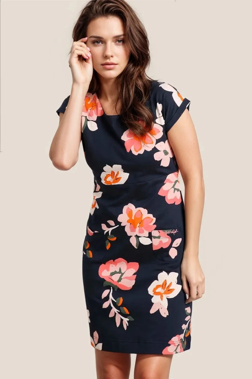 Navy Floral 'Tallahasee' Print Dress Tall-Fit Fit Mood