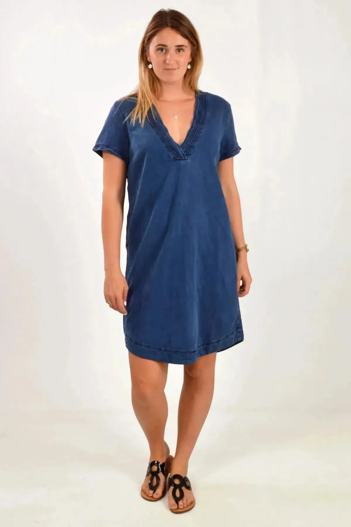 Daily Silhouette Navy V Neck Tunic Dress