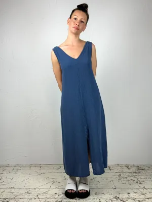 Muted Tones Effortless Vibe Neptune Blue Cotton Bruna Dress
