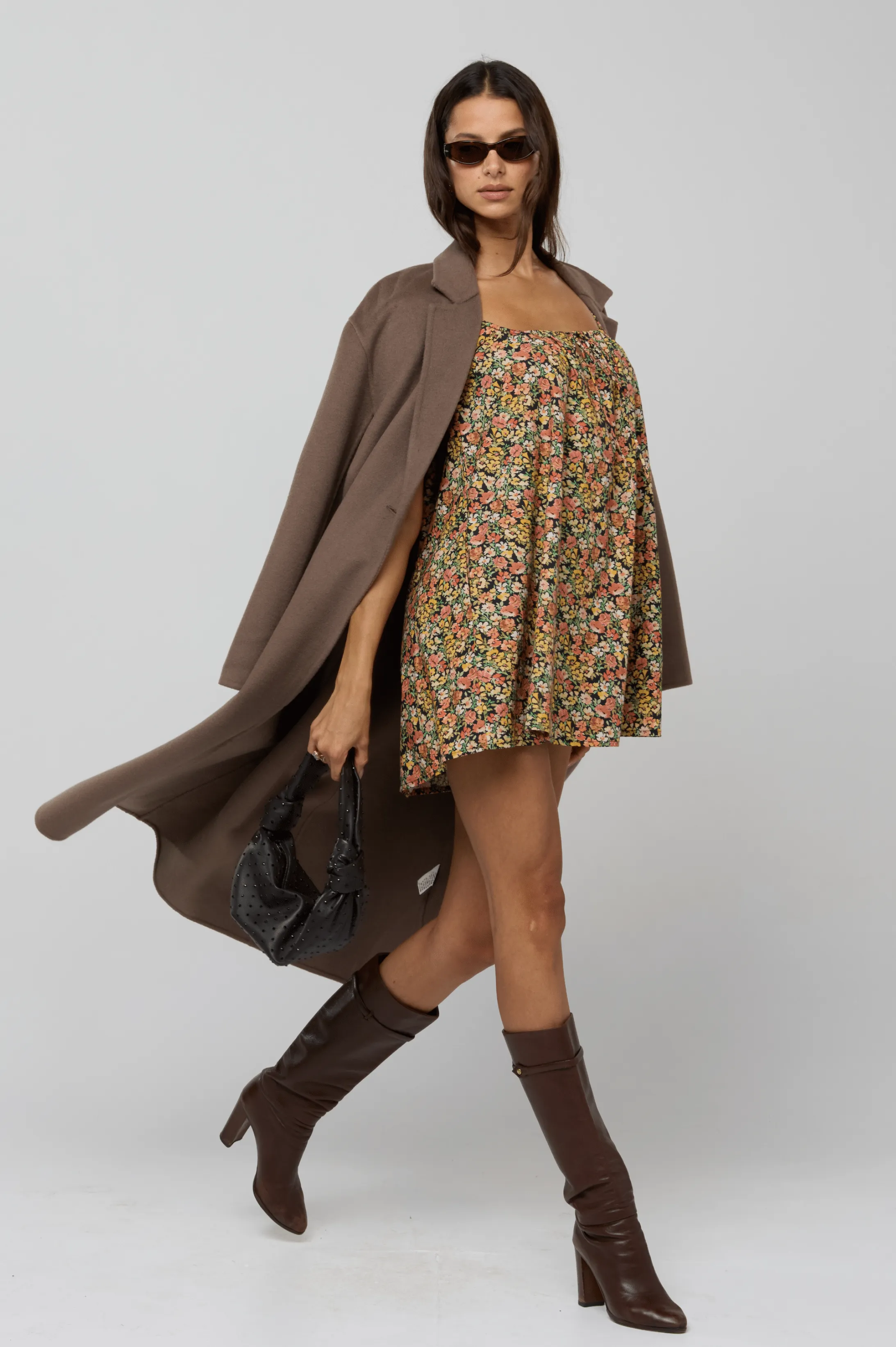 Mini Moo Dress in Fig Refined Vibe Ruched-Detail