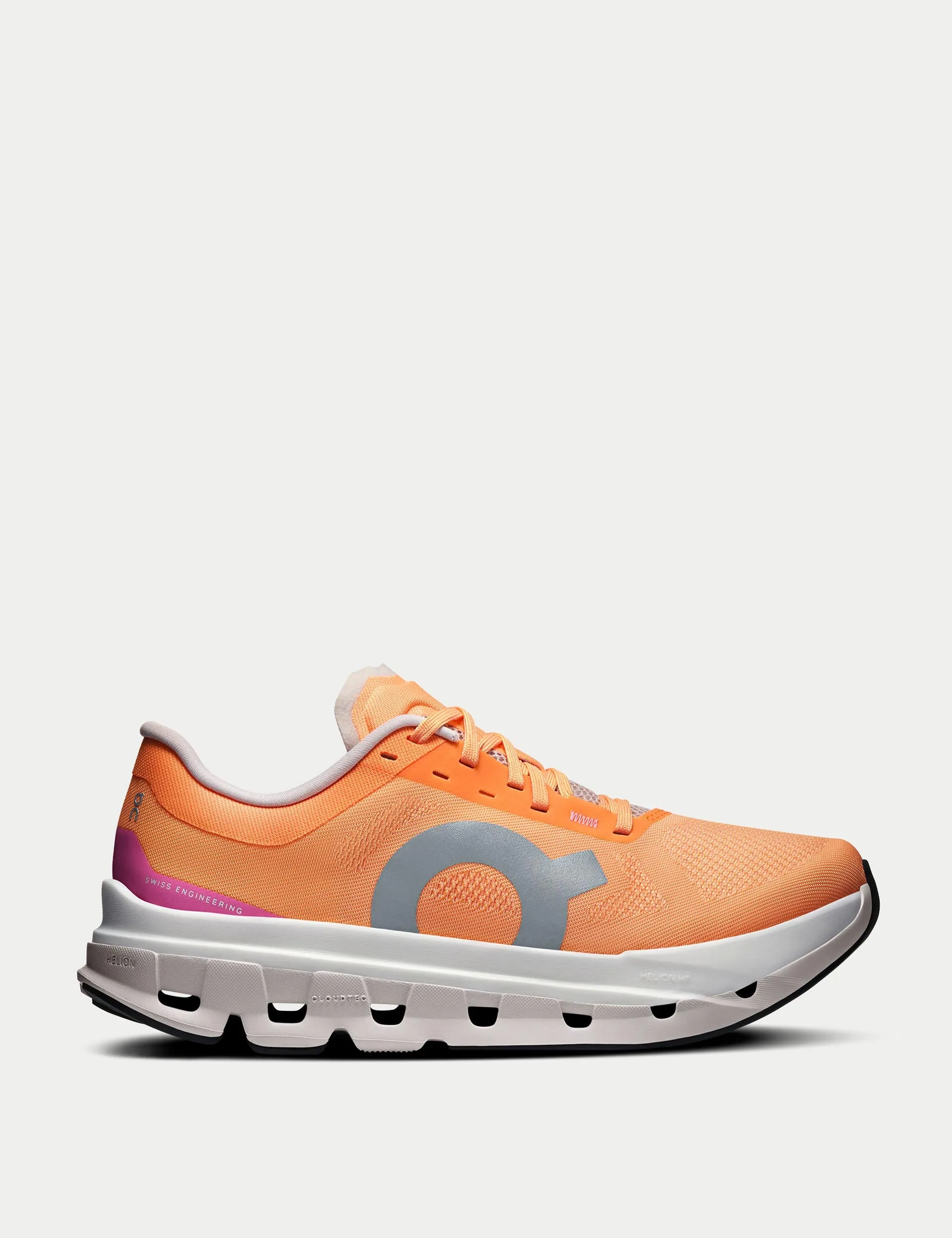 Cloudflow 5 - Tangerine/Silver Pressure Zone Cushioning running in a roundabout area shoes