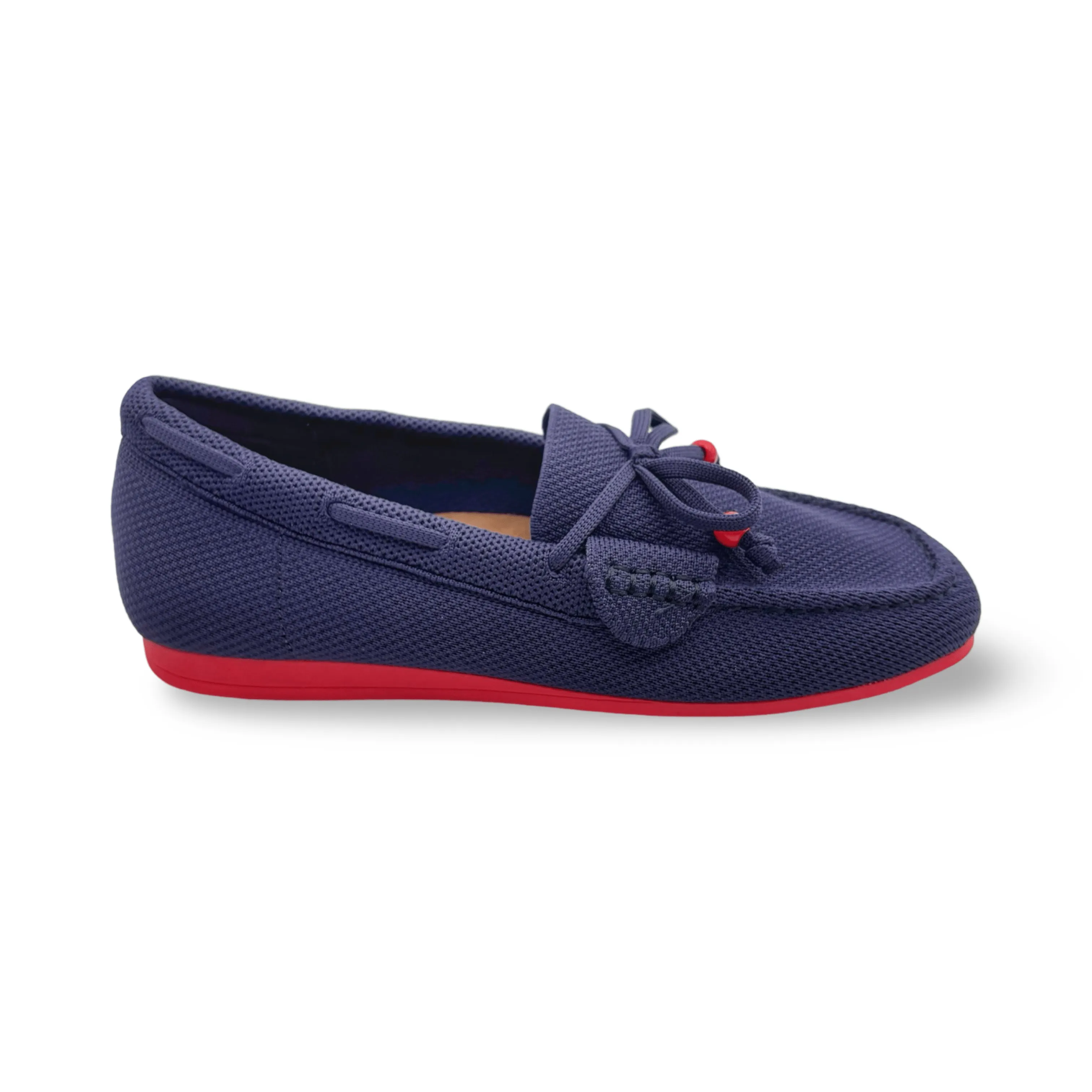 Nevee Navy Knit Fabric Loafer Foot Support Color Play