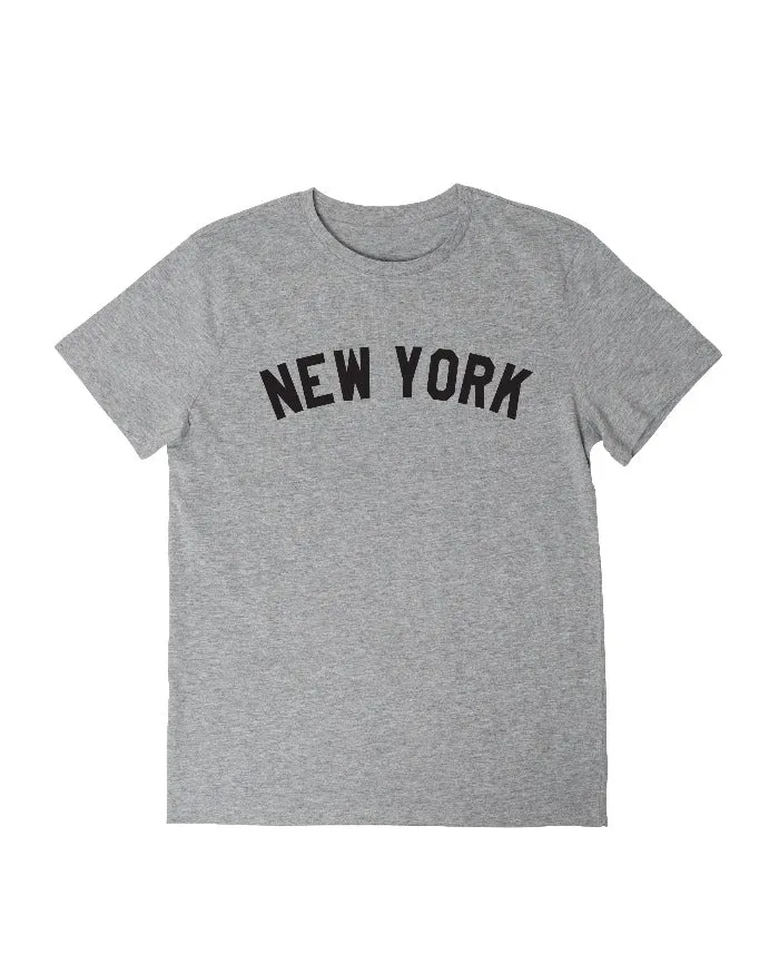 Layered Sleeve Construction New York Basic T-Shirt - Heather Grey