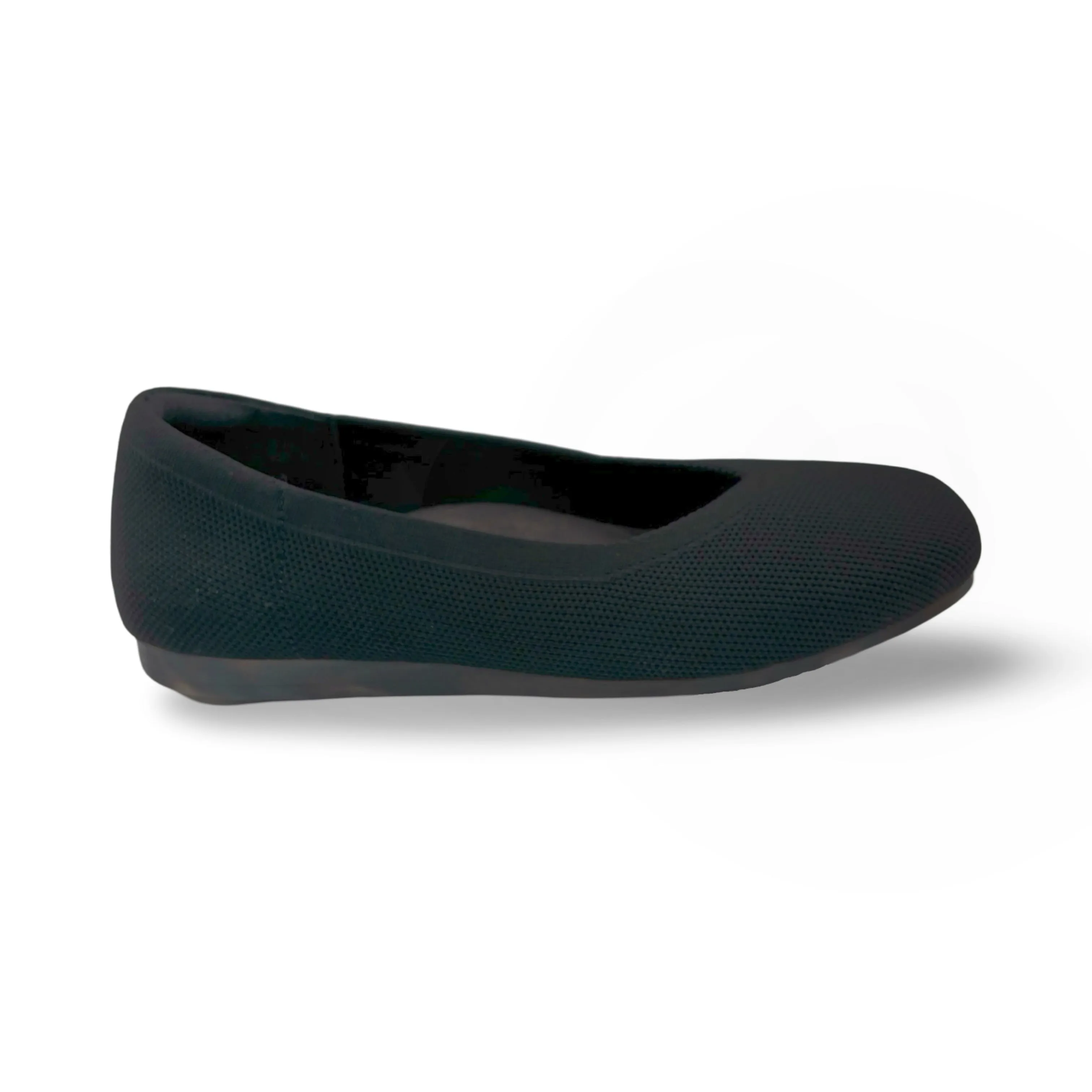 Niki Black Knit Fabric Flat Impact Resistant Heel