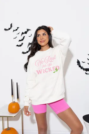 No Rest For The Wicked Cream Graphic Sweatshirt SALE Good stretch