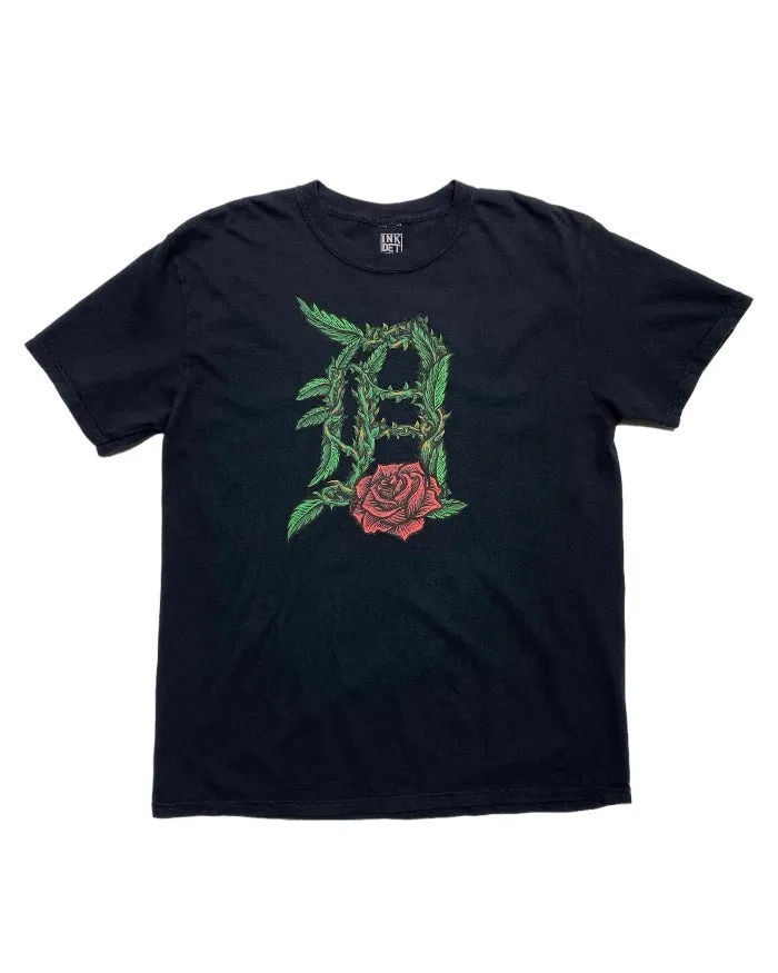Short Sleeve Casual Comfort Layer Ink Detroit - Old English D Rose - T-Shirt - Black