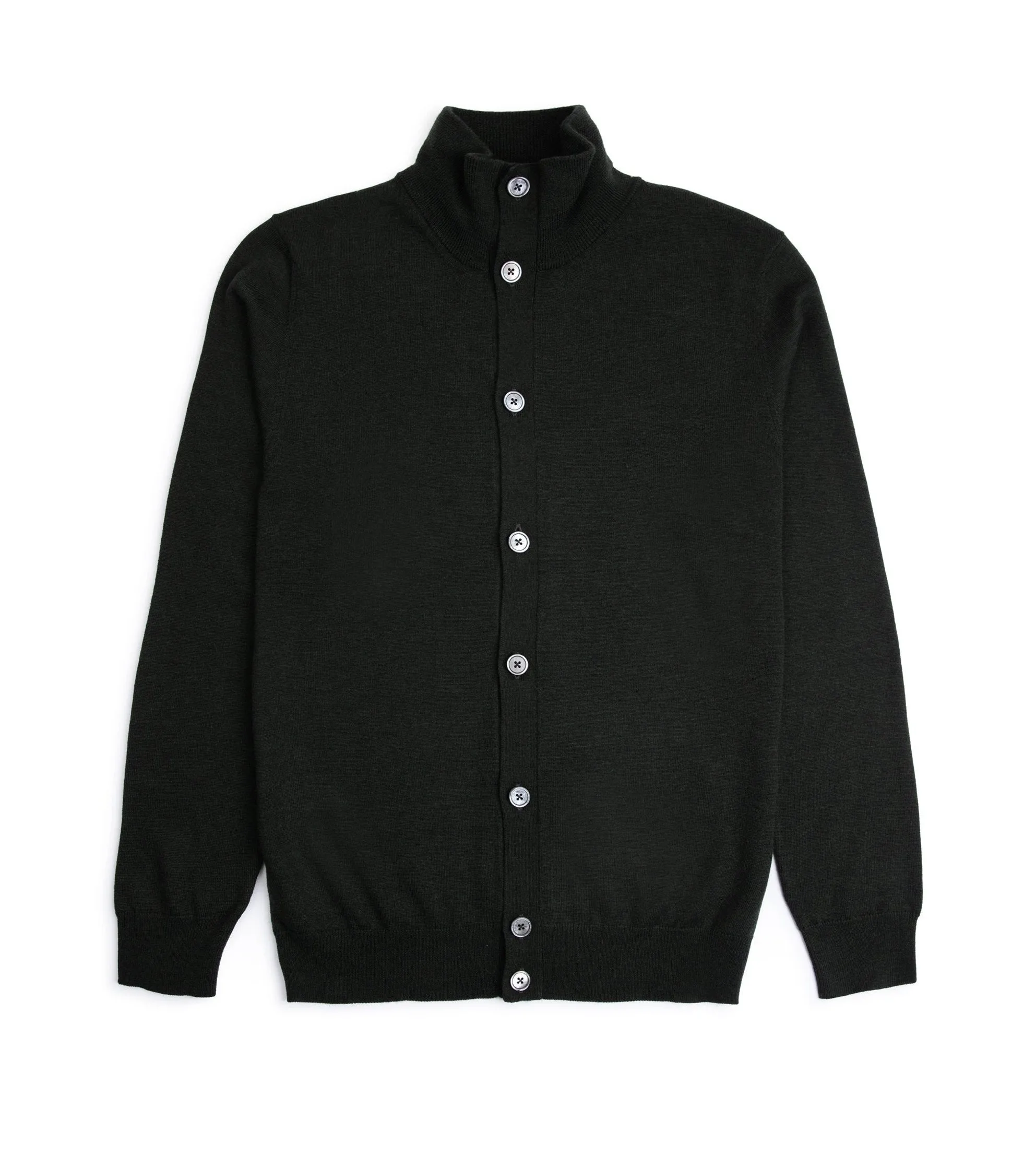 HighDensityWeave DoubleLayered Fabric Trunk Stratton Merino Cardigan: Olive