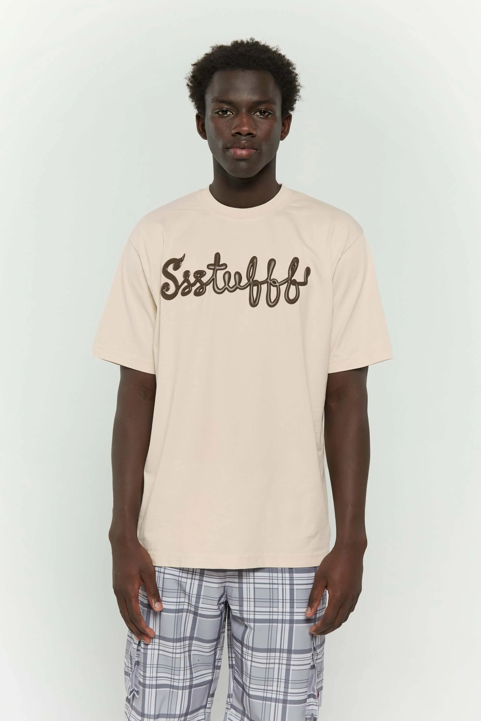 Cream Letters Logo Tee All-Season Comfort Wear Fashionable Look