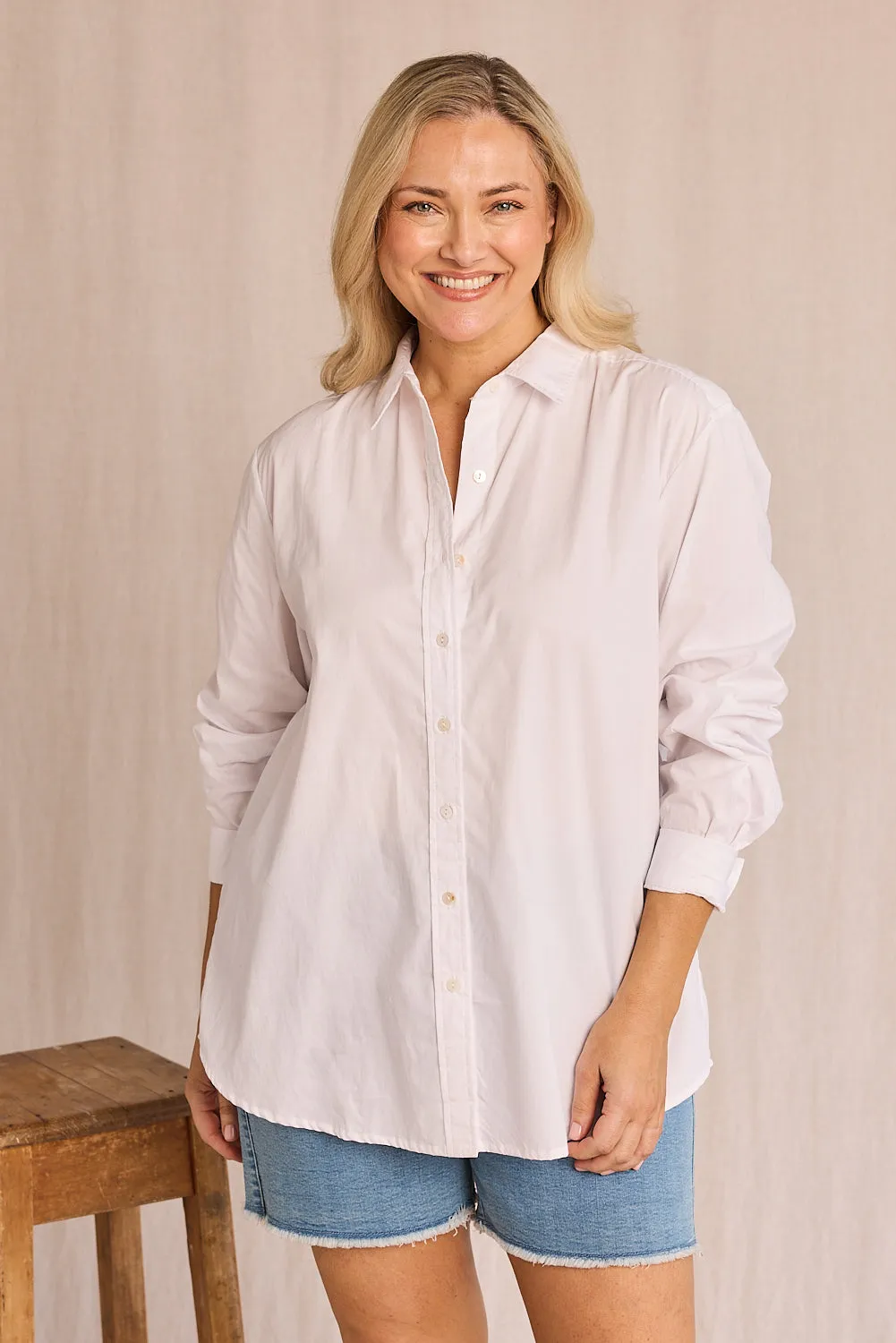 Sam Cotton Poplin Shirt in White Casual Day Wear
