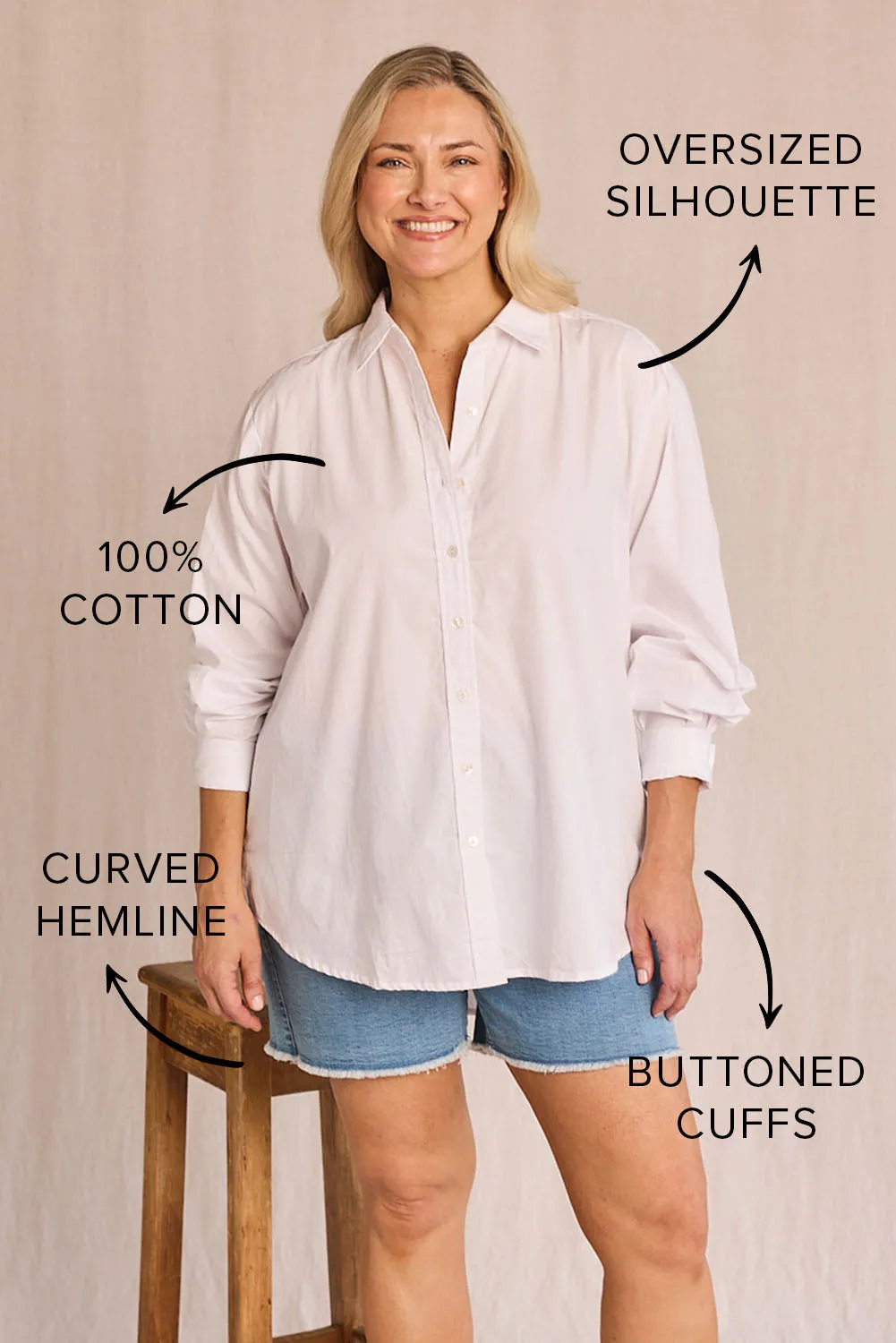 Sam Cotton Poplin Shirt in White Fashion Must-Have Sporty Comfort