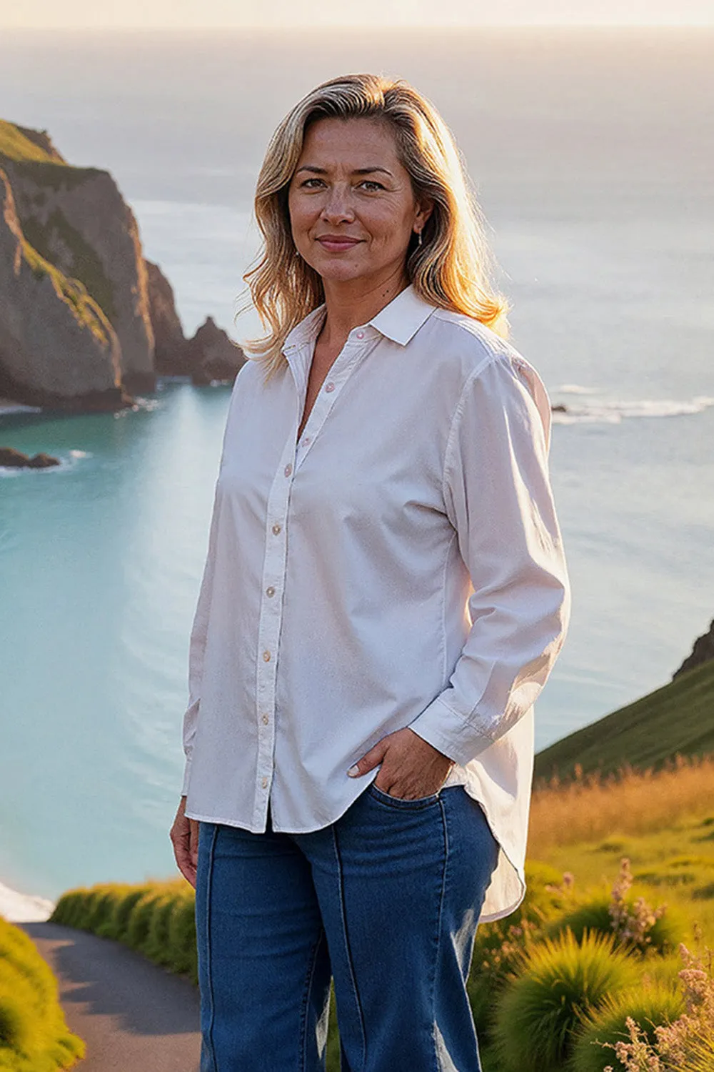 Sam Cotton Poplin Shirt in White OdorResistantTechnology