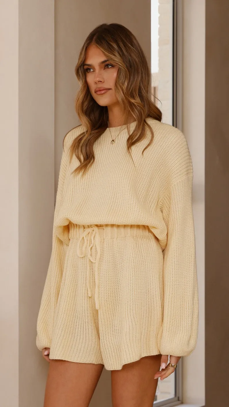 Young Edge RollUp Sleeves Sol Knit Playsuit - Yellow