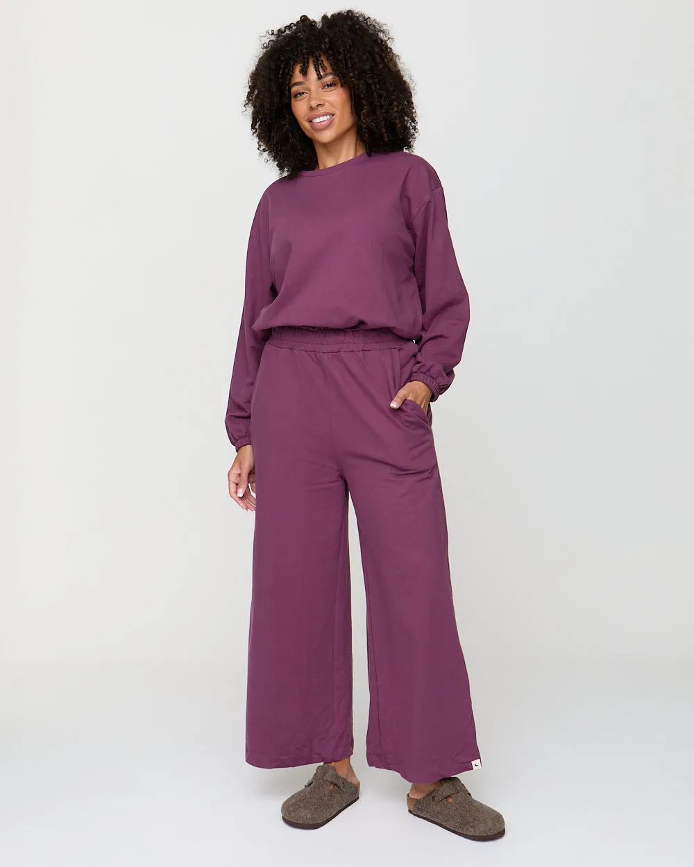 Noor Purple Wide Leg Trousers Light Waist Water Repellent Coating
