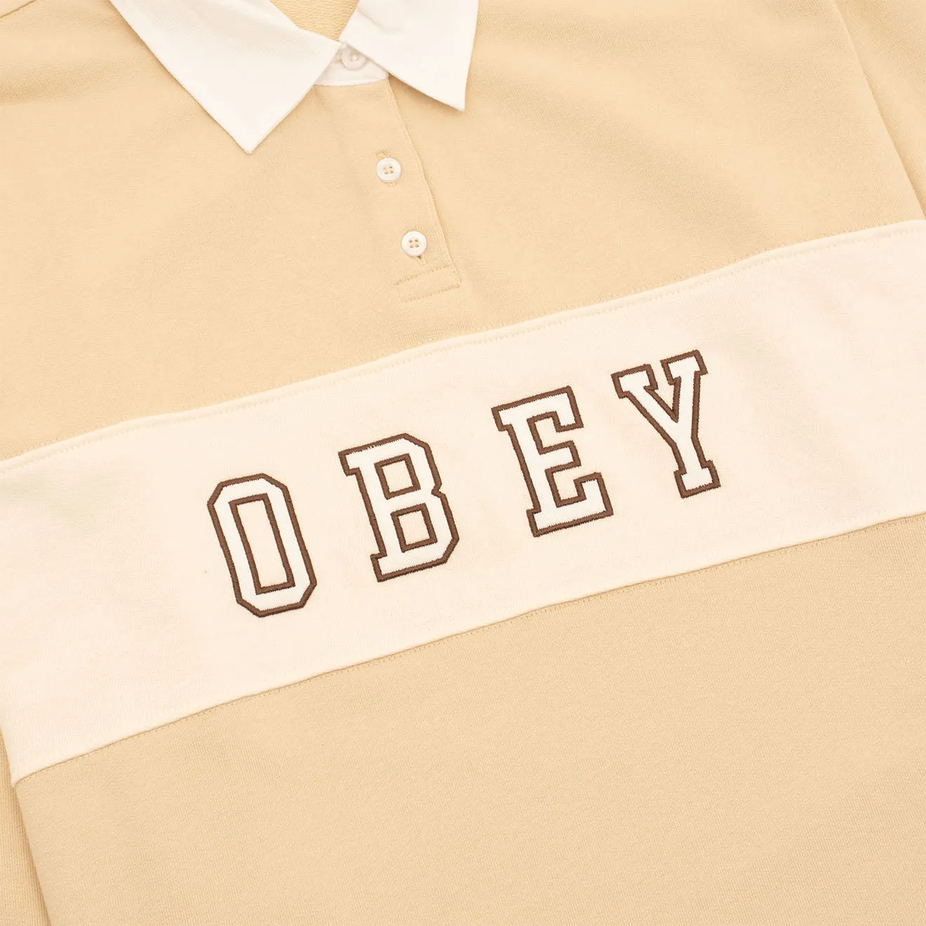 Obey Womens Rosewood Rugby Oyster Grey Kangaroo Pocket