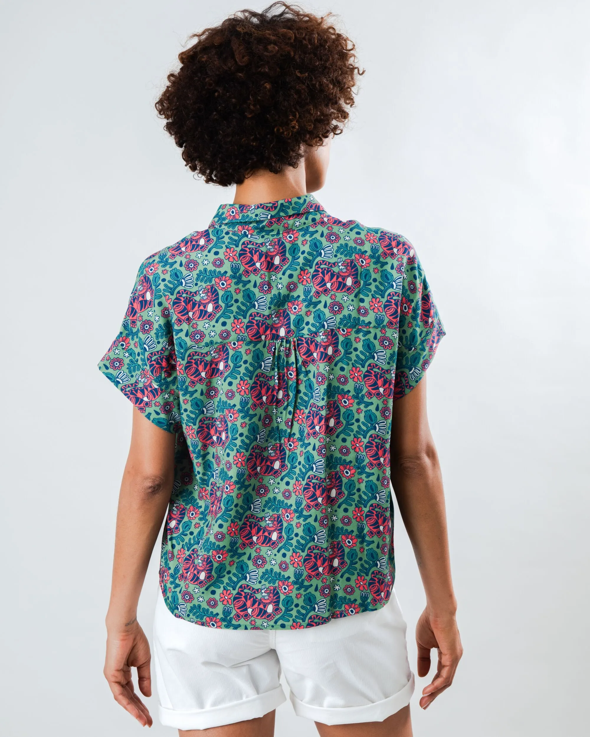 Roomy Waistband Asis Percales Tigris Batwing Blouse Light Green