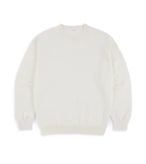 Relaxed Wear Batoner Reverse Cashmere Crew Neck Sweater: White