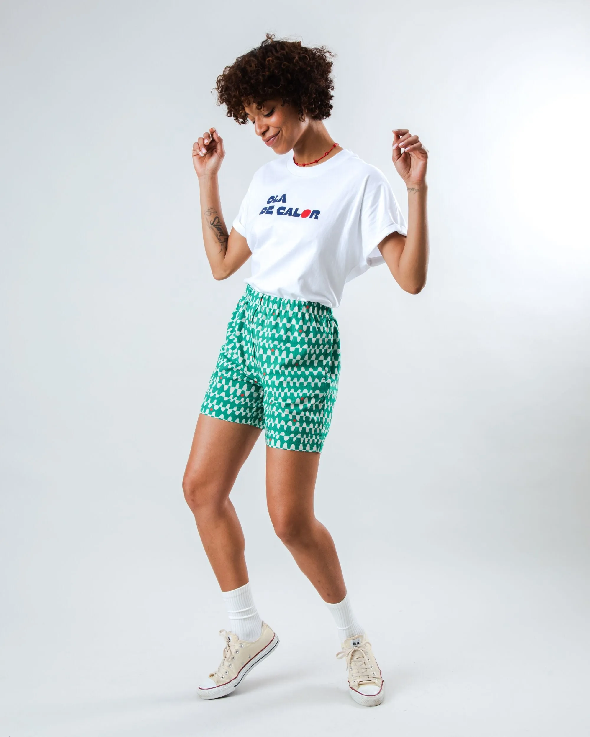 slim fit Ola de Calor Oversize Tee  White