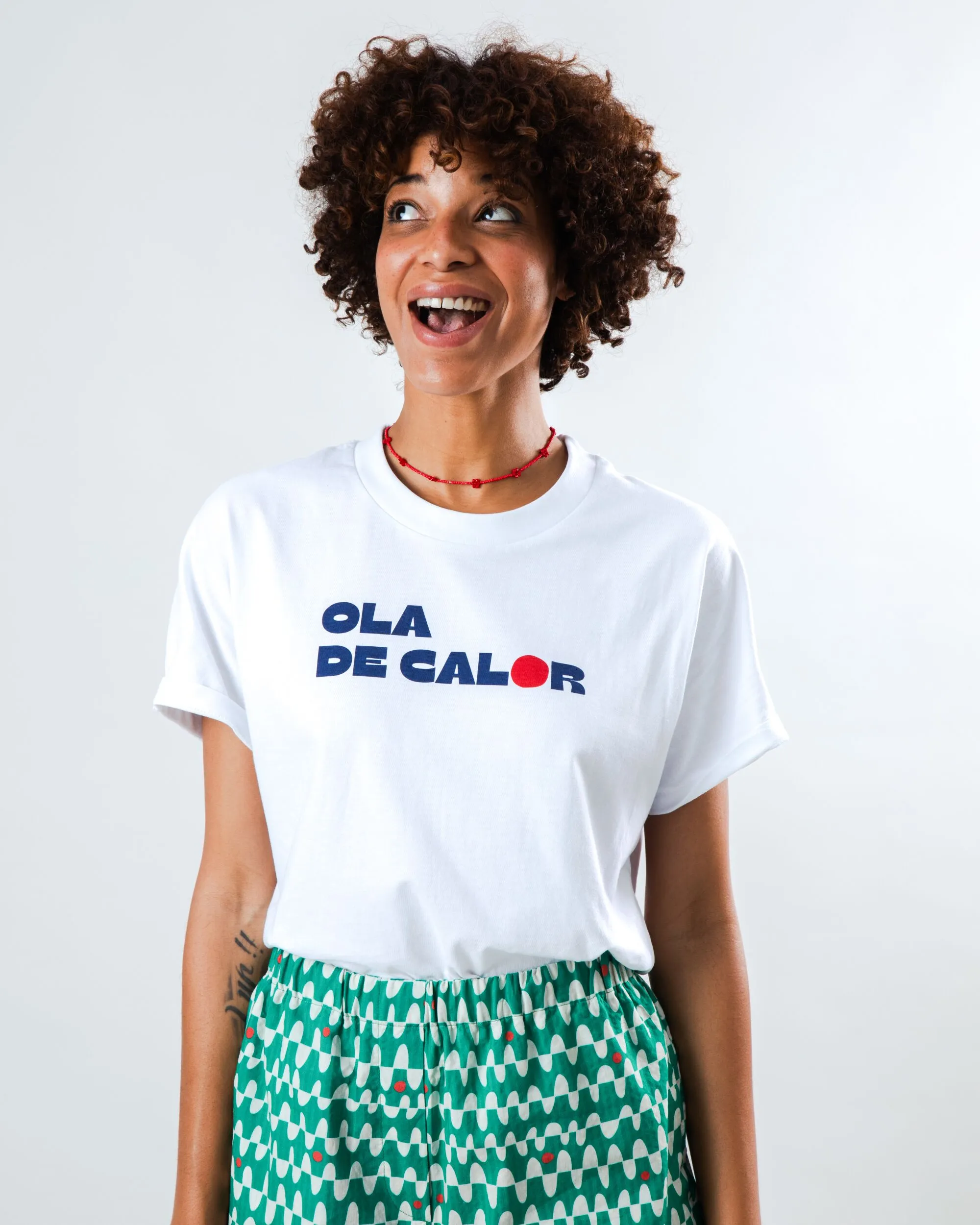 Formal Style Outdoor Leisure Ola de Calor Oversize Tee  White